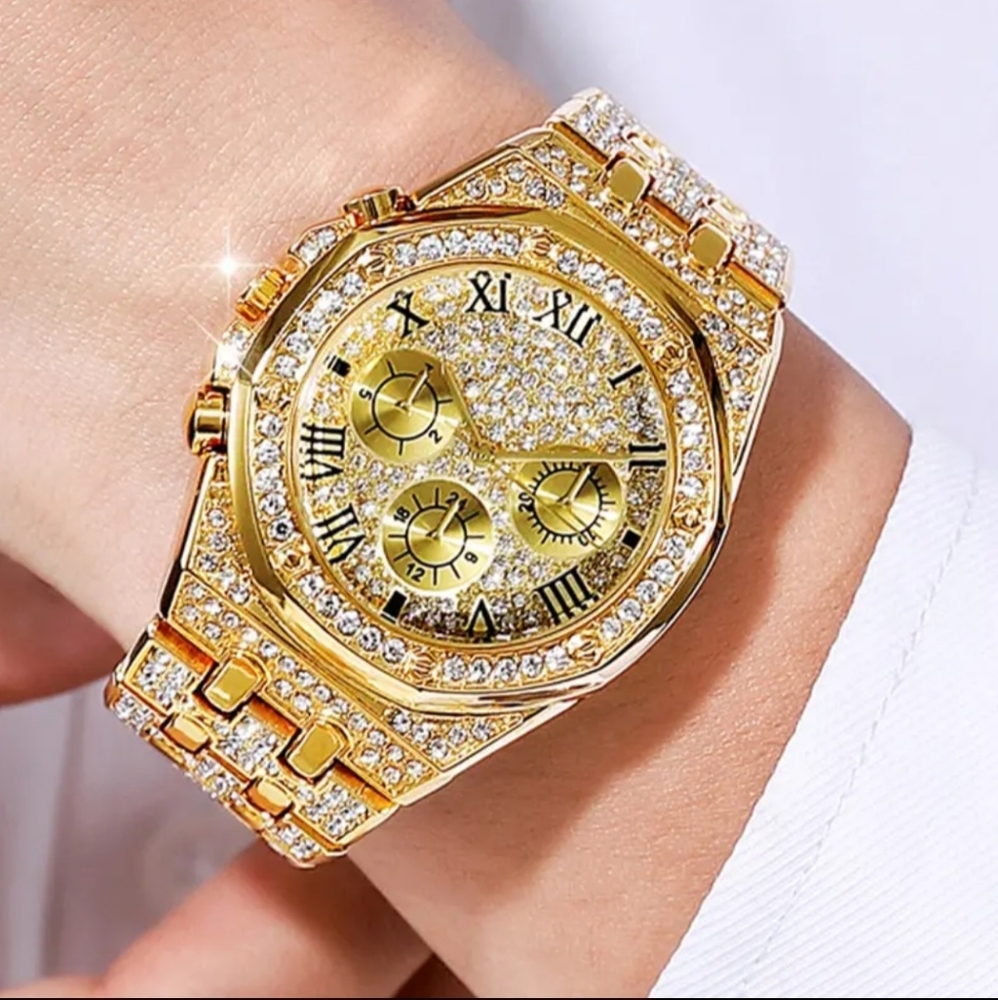 Golden Rhinestones Watch